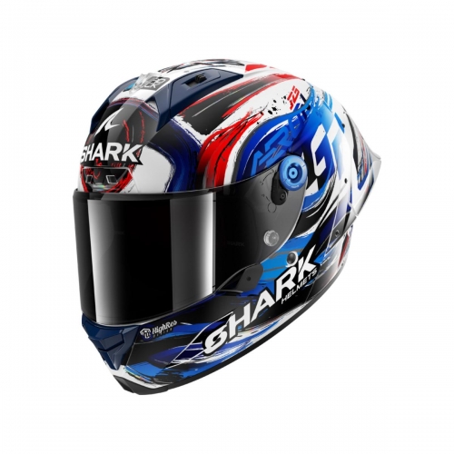 Aeron-GP Fim Racing #1 Replica Zarco Signature Bukósisak +Plexivel Fehér-Fekete-Kék